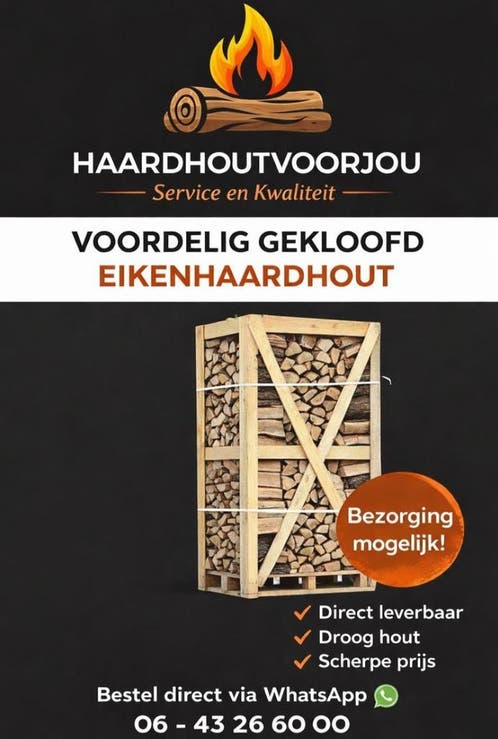 Eiken haardhout | Hele pallet | Stookklaar