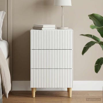 vidaXL Nachtkastje met lade Wit 43 x 41 x 66,5 cm Bewerkt, Minder dan 45 cm, Verzenden, Nieuw, 55 tot 70 cm