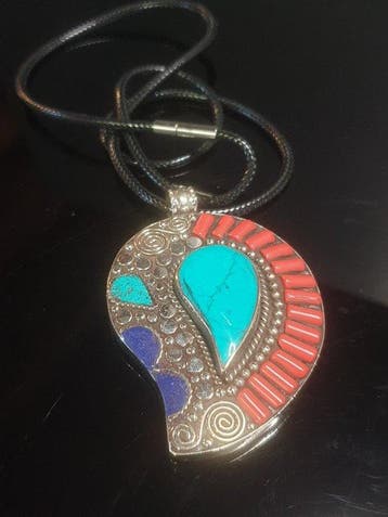 Zilver, 925 Tibetaanse zilver, natuurlijk koraal, lapis