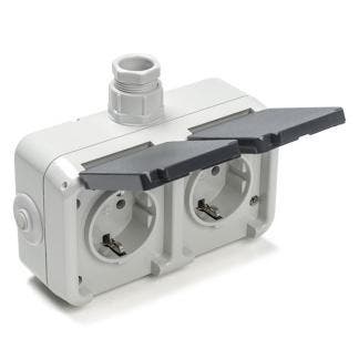 Stopcontact voor buiten | PEHA | M20 (Randaarde, Grijs), Doe-het-zelf en Verbouw, Elektra en Kabels, Nieuw, Verzenden