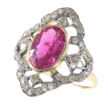 Ring - 18 karaat Roségoud - 2.71ct. tw. Robijn - Diamant -, Nieuw