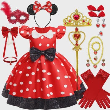 Minnie Mouse Jurk Meisjes Rood Polka Dot met Grote Paillette, Verzenden, Nieuw