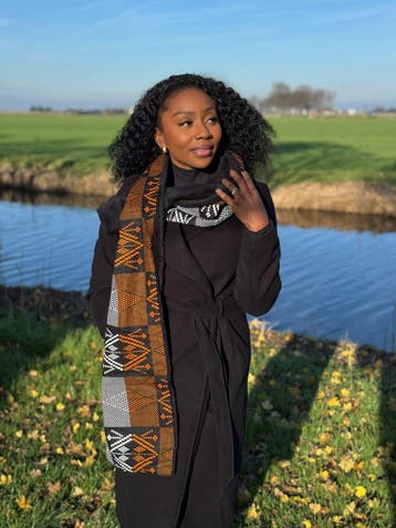 Warme Afrikaanse print sjaal Unisex - Smal model - Oranje tr, Ophalen of Verzenden, Nieuw