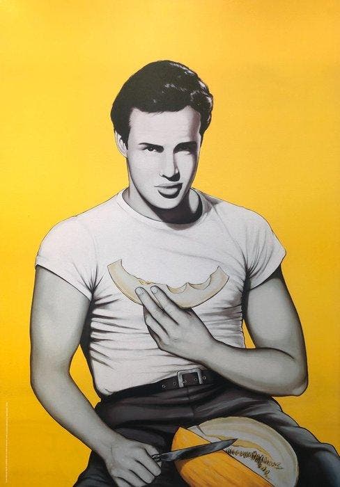Antonio de Felipe (after) - Marlon Brando con Melón Blando, Antiek en Kunst, Kunst | Tekeningen en Foto's