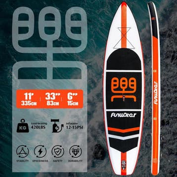 FunWater SUP opblaasbaar stand-up paddleboard, 335x84x15cm,, Verzenden, Zo goed als nieuw