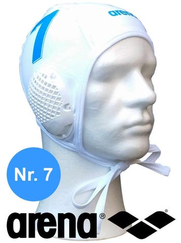Arena waterpolo cap (size m/l) wit nummer 7, Nieuw
