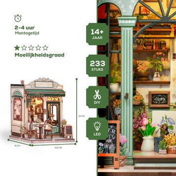 CuteBee Miniatuurhuisje Sunny Café – Houten 3D Puzzel DIY, Verzenden, Nieuw