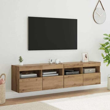 vidaXL TV Wandkasten 2 st Artisan Eiken Bewerkt hout, Verzenden, Nieuw, 50 tot 100 cm, Minder dan 100 cm