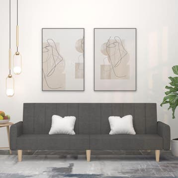 vidaXL Slaapbank 2-zits stof donkergrijs, Verzenden, Minder dan 150 cm, Stof, Nieuw