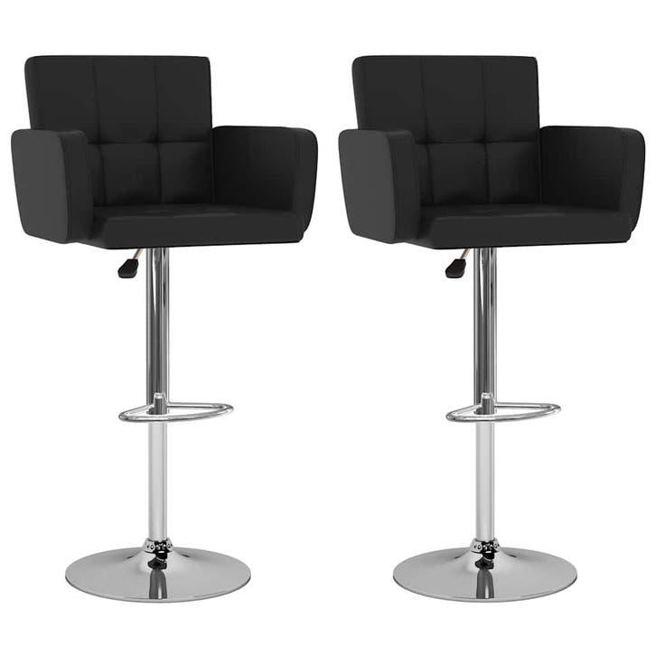 vidaXL Barstoelen 2 st kunstleer zwart, Huis en Inrichting, Barkrukken, Nieuw, Verzenden