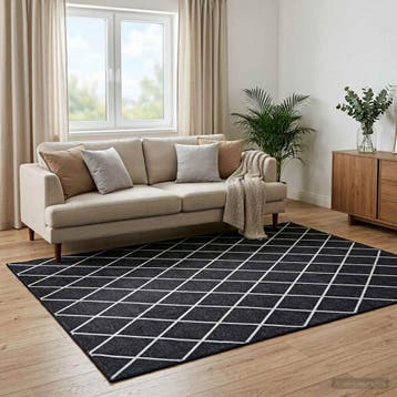 vidaXL Vloerkleed ORIZ Zwart diamantpatroon 200 x 280 cm, Verzenden, Nieuw, Zwart