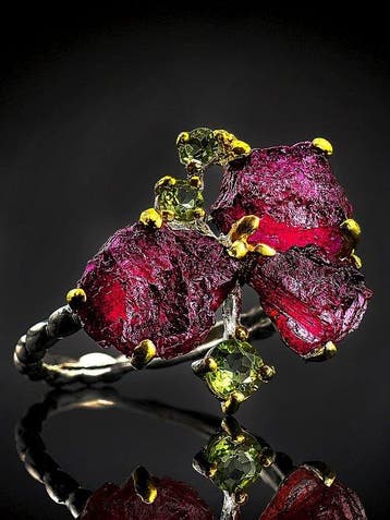 Roze Tourmalijn Ring - 925 Sterlingzilver - natuurlijke ruwe