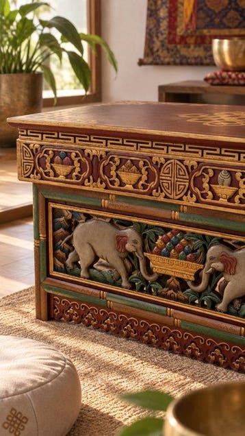 Altaartafel - Hout - Nepal - Meditatietafel