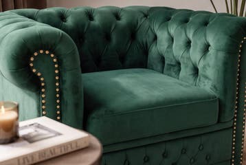 Fauteuil CHESTERFIELD antieke uitstraling fluweel, Ophalen of Verzenden, Nieuw