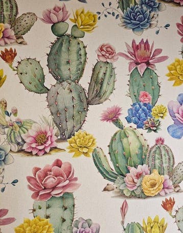 Bohemien stof van natuurlijke katoen met cactus - Artmaison