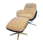 Draaifauteuil Nautic in stof met voetenbank nu 25% KORTING, Minder dan 75 cm, Moderne draaifautueils, Stof, Nieuw