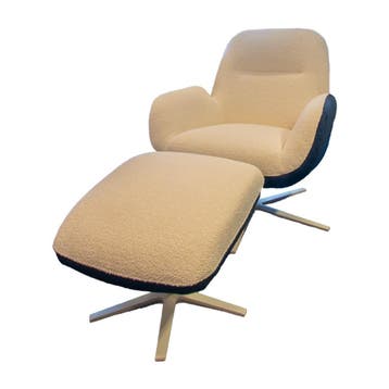 Draaifauteuil Nautic in stof met voetenbank nu 25% KORTING, Minder dan 75 cm, Moderne draaifautueils, Stof, Nieuw