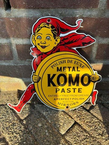 Vintage KOMO Paste reclamebord – emaille op metaal –