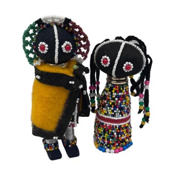Ndebele Zulu Poppen - Handgemaakt - Set van man &amp; vrouw, Ophalen of Verzenden