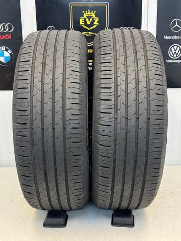 2 stuks 195/55R16 inch zomerbanden Continental Ecocontact 6, Gebruikt, 16 inch, Band(en), Personenwagen