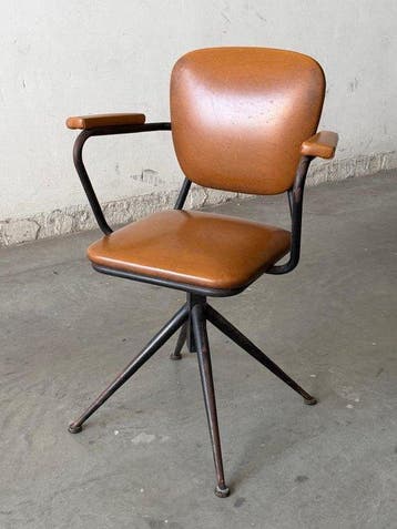 P.Alteri - Fauteuil - Metaal, Synthetisch leder - draaistoel