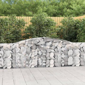 vidaXL Schanskorf gewelfd 400x30x100/120 cm gegalvaniseerd, Tuin en Terras, Bloembakken en Plantenbakken, 100 cm of meer, Verzenden