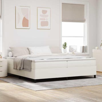 vidaXL Boxspringbed Crème en Wit 200 x 200 cm Katoen Stof, Verzenden, Nieuw, Crème