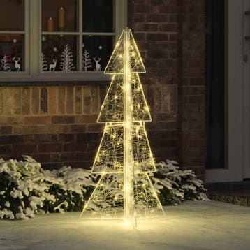 vidaXL Kerstboom met 100 LED Warmwit 120 cm Acryl, Diversen, Kerst, Verzenden, Nieuw