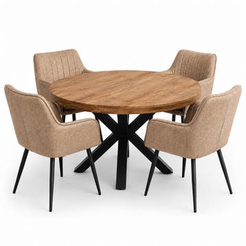 Lars Deal 130cm + 4x Vermont light brown, Ophalen of Verzenden, Nieuw