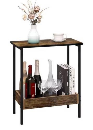 Bijzettafel met 2 Planken – Eiken & Zwart, 50×55×25 cm, Verzenden, Nieuw