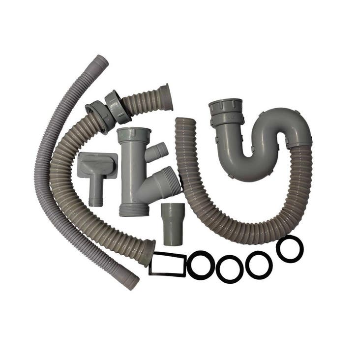 GGM Gastro | Afvoersifon - voor dubbele spoelbak |, Zakelijke goederen, Horeca | Keukenapparatuur, Nieuw in verpakking, RVS Meubilair