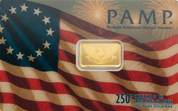 2.5 gram Goudbaar - Pamp Suisse - 250th Anniversary USA, Verzenden, Goud