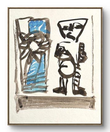 Marcus de Vestele (1941-2024) - Deux figures au panneau bleu