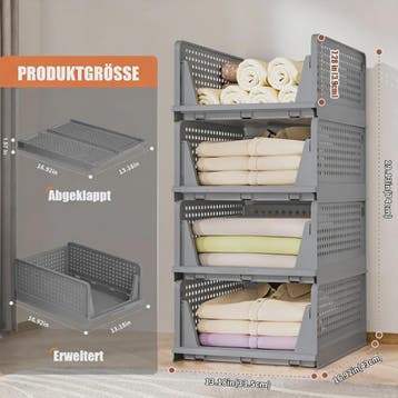4-Pack Stapelbare Opbergdozen voor Kleding en Speelgoed - In, Verzenden, Nieuw