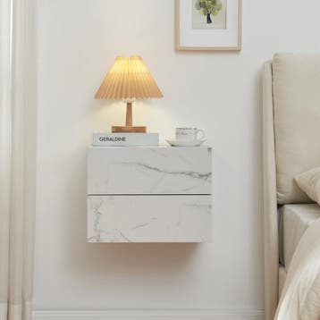 Nachtkastje zwevend Ampfing 40x29x30 cm marmerlook wit [en.c, Verzenden, Nieuw