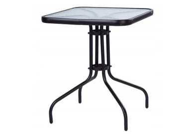 Tuintafel Gehard Glas Zwart 60x60 | Nieuw | OP=OP, Tuin en Terras, Tuintafels, Ophalen of Verzenden, Nieuw, Vierkant, Metaal