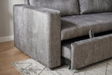 Slaapbank SMART 140cm 2-zits fluweel grijs, Ophalen of Verzenden, Nieuw
