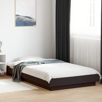 vidaXL Bedframe met LED-verlichting bewerkt hout zwart, 90 cm, Eenpersoons, Verzenden, Zwart