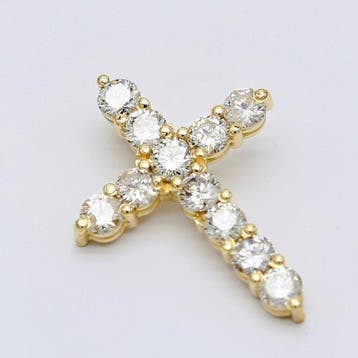 Kruishanger - 14 karaat Geel goud - 1.29ct. tw. Diamant