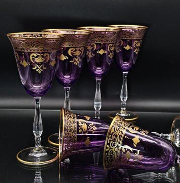 Artemisia Bohemia Firmati - Wijnglas (6) - Kristal, Goud