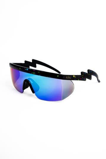 KIMU® Skibril Zonnebril Zwart Montuur Blauwe Spiegelglazen F, Ophalen of Verzenden, Nieuw, Feestartikel, Carnaval