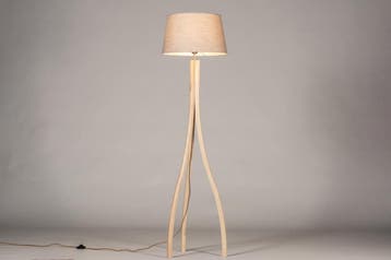Rietveld Vloerlampen - Taupe, Hout - Stof, Hout, Huis en Inrichting, Lampen | Vloerlampen, Verzenden, Nieuw