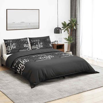 vidaXL Dekbedovertrekset 240x220 cm katoen zwart en wit, Huis en Inrichting, Verzenden, Nieuw, Zwart