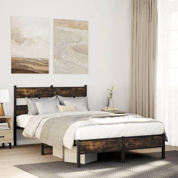 vidaXL Bedframe met hoofdbord zonder matras sonoma eiken, Huis en Inrichting, Slaapkamer | Bedden, Bruin, Verzenden, Nieuw, 190 cm of minder