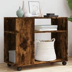 vidaXL Bijzettafel met wieltjes 70x35x60 cm hout gerookt, Verzenden, Nieuw