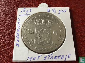 Nederland 2½ gulden 1845 (type 1), Verzenden, Overige waardes, Losse munt, Goud