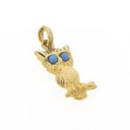 Gouden hanger van een uil met turquoise (Hanger of bedel), Ophalen of Verzenden, Gebruikt, Goud, Overige merken