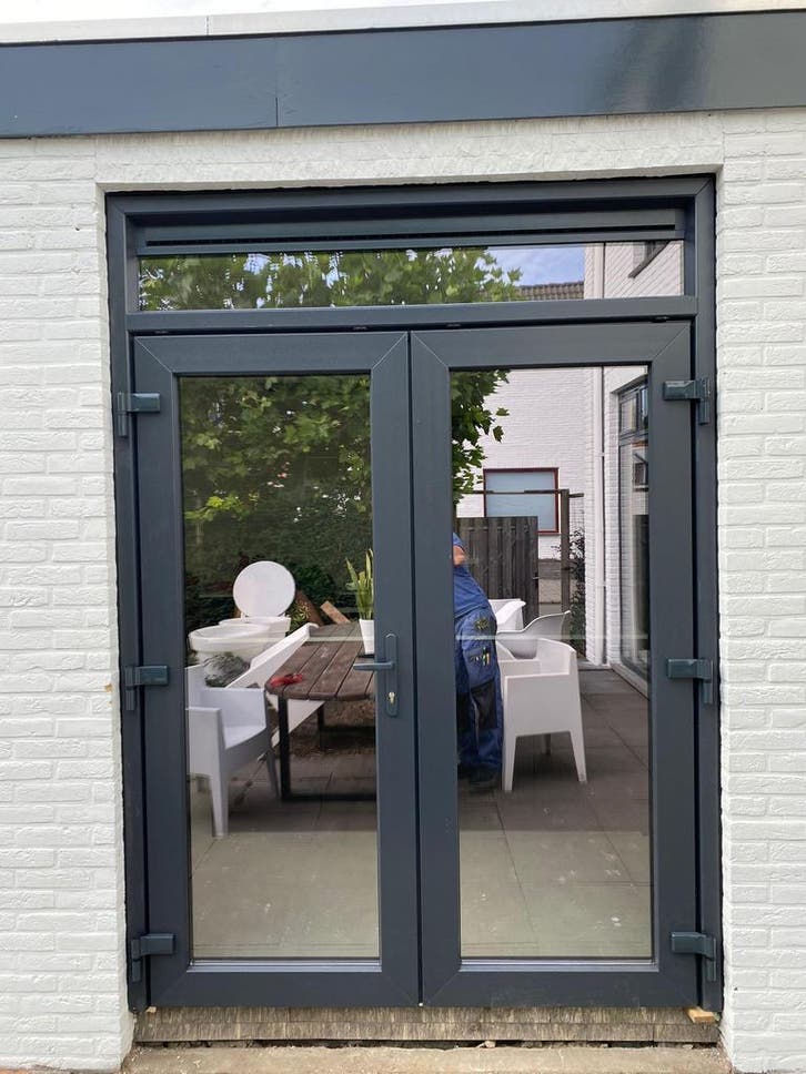 Openslaande deuren dubbele deur met kozijn, Doe-het-zelf en Verbouw, Deuren en Horren, Buitendeur, Nieuw, Glas, Kunststof, Ophalen of Verzenden