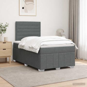 vidaXL Boxspringbed met matras Donkergrijs 120 x 190 cm Stof, Verzenden, Nieuw, Twijfelaar