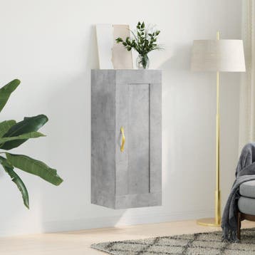 vidaXL Wandkast 34,5x34x90 cm bewerkt hout betongrijs, Minder dan 50 cm, Verzenden, Nieuw, Minder dan 100 cm